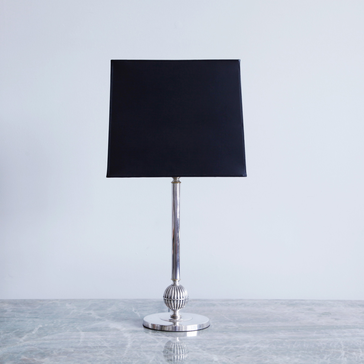 Silvered Brass Table Lamp by C.G. Hallberg
