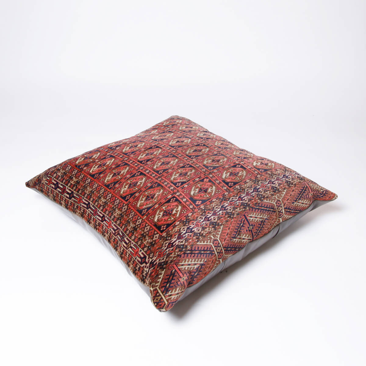 Large Persian Balouch and Leather Floor Cushion