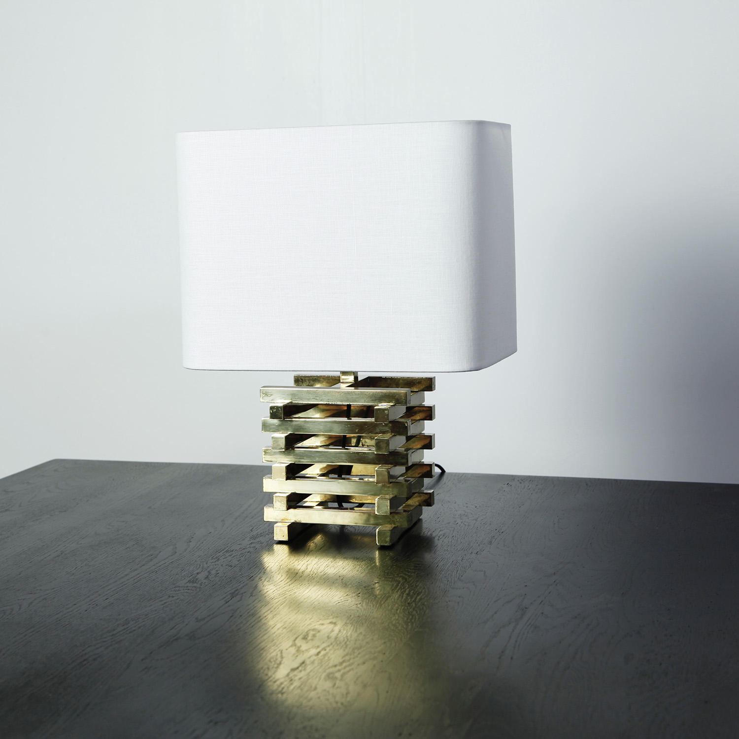 Geometric Brass Table Lamp by Romeo Rega
