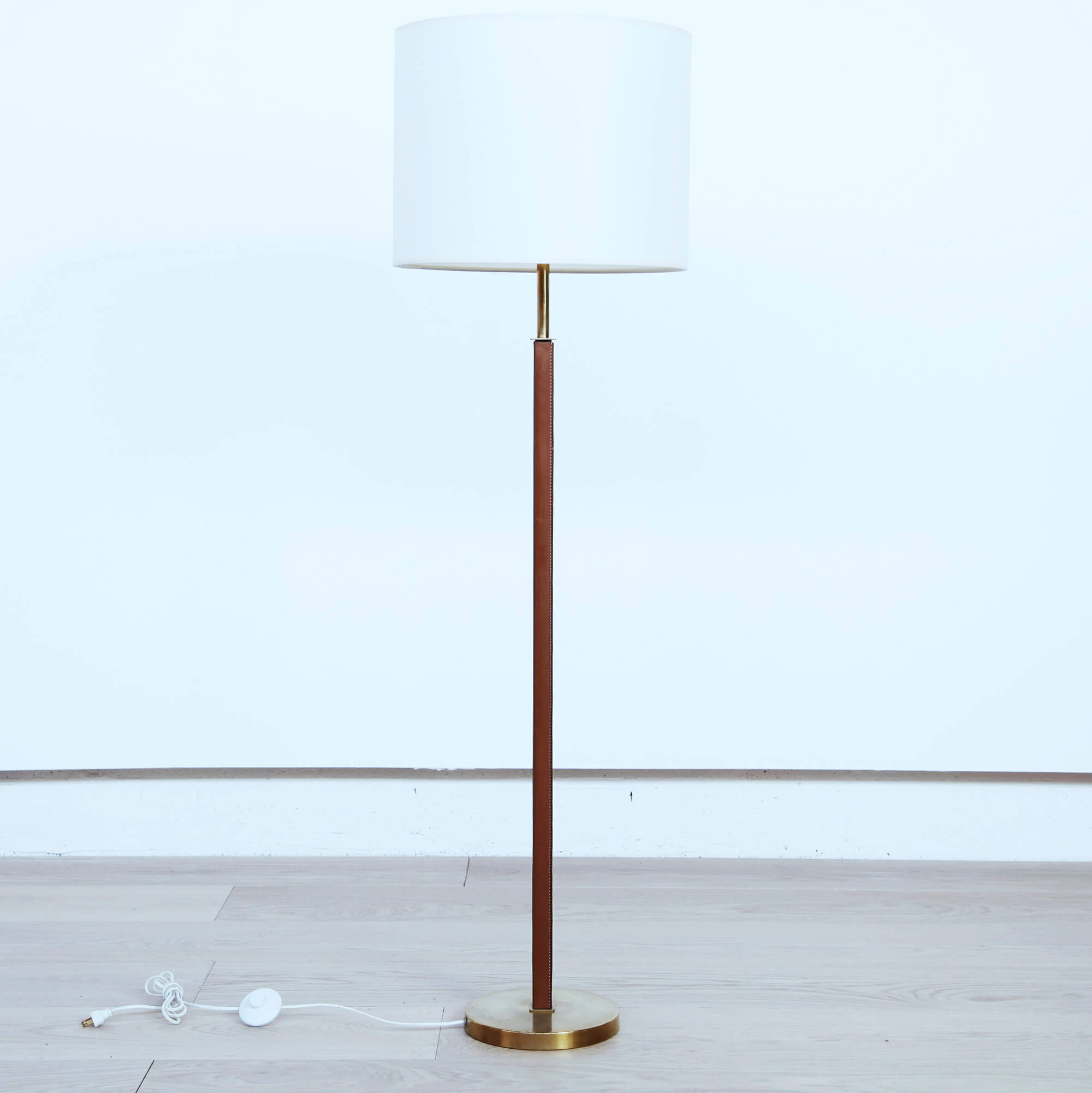 Philips Brass and Leather Floor Lamp