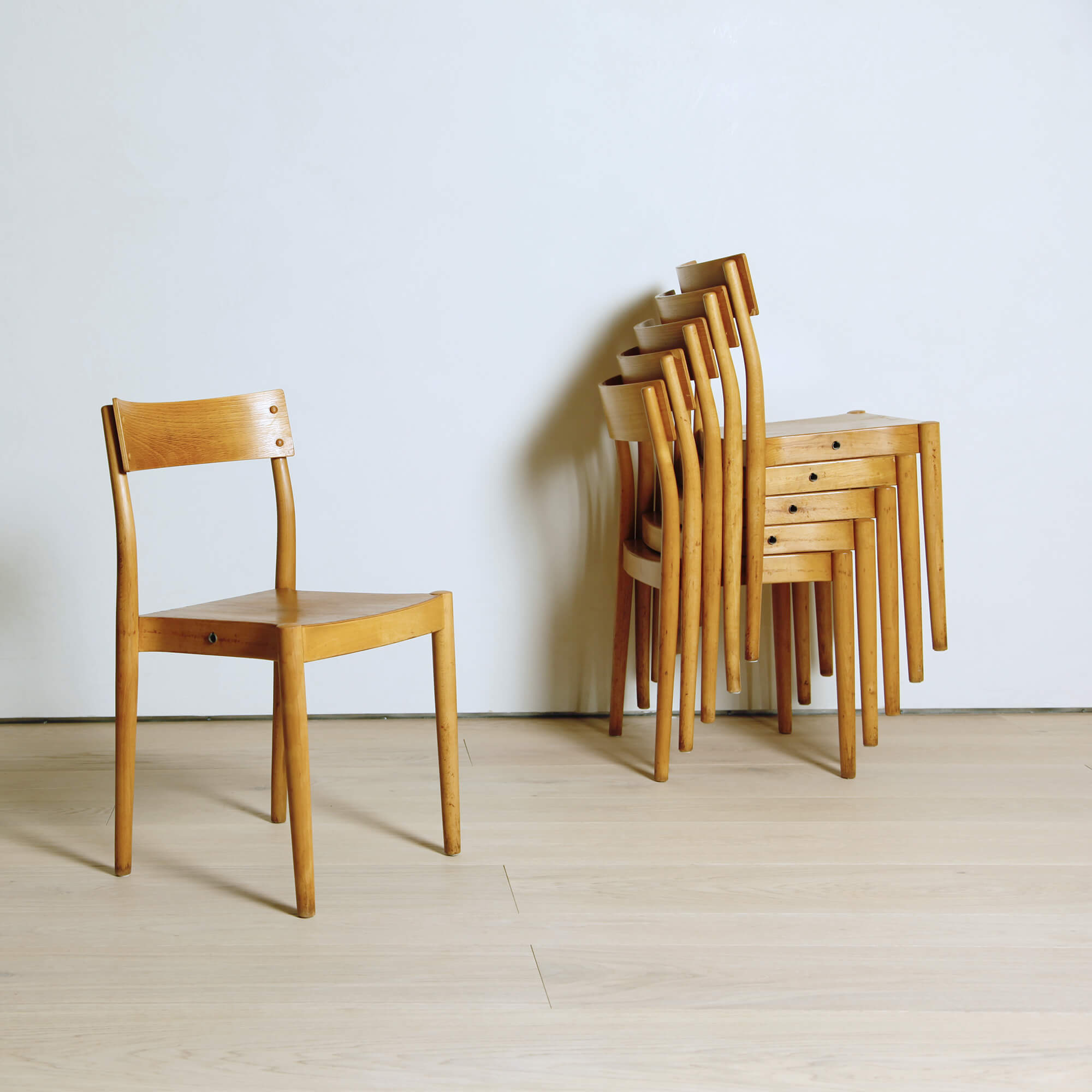 6 Stacking Chairs by Peter Hvidt and Orla Mölgaard-Nielsen for Fritz Hansen