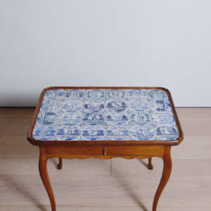 Swedish Rococo Writing Table with Delft Tile Top