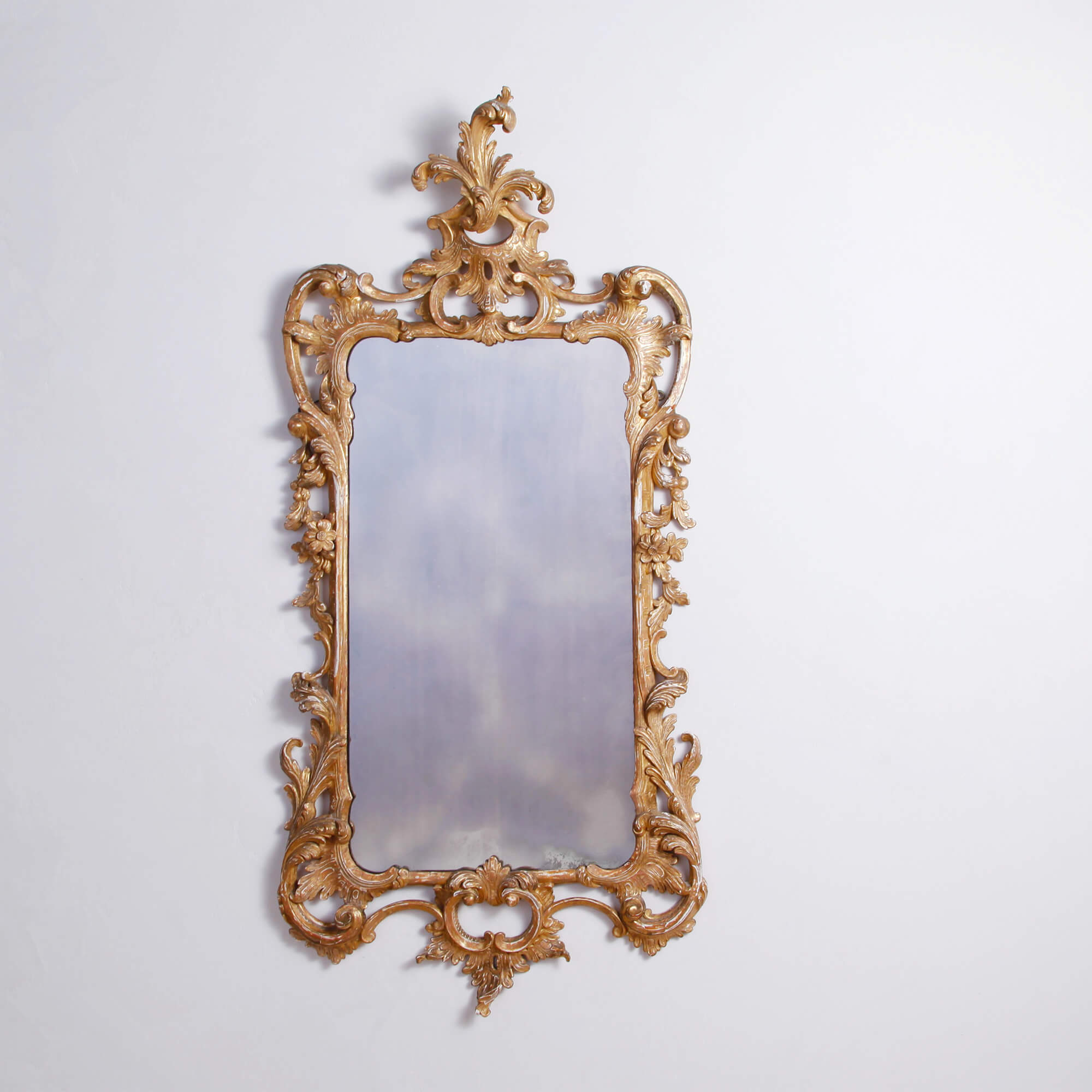 George II Carved Giltwood Rococo Mirror