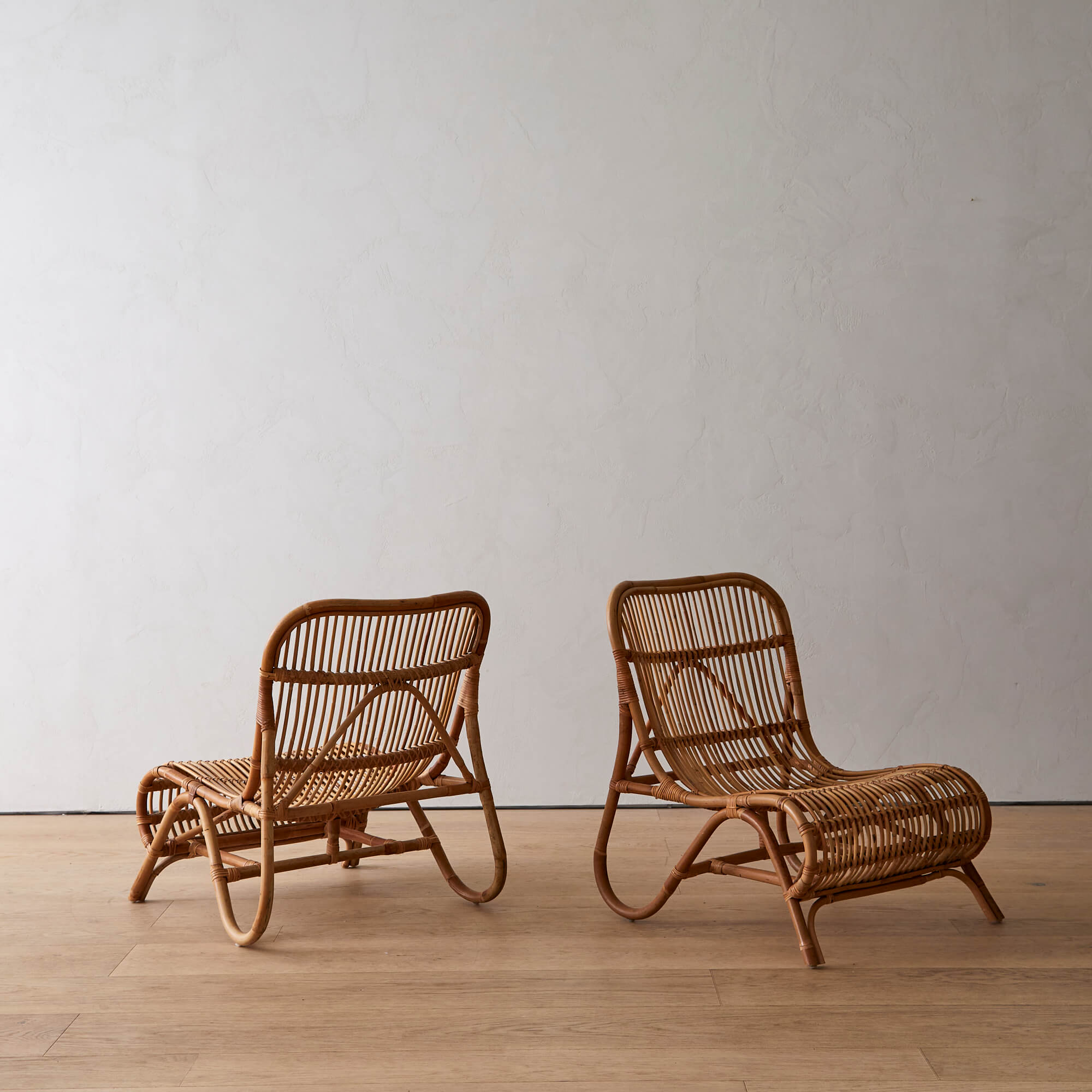 Pair of Swedish Bamboo Lounge chairs