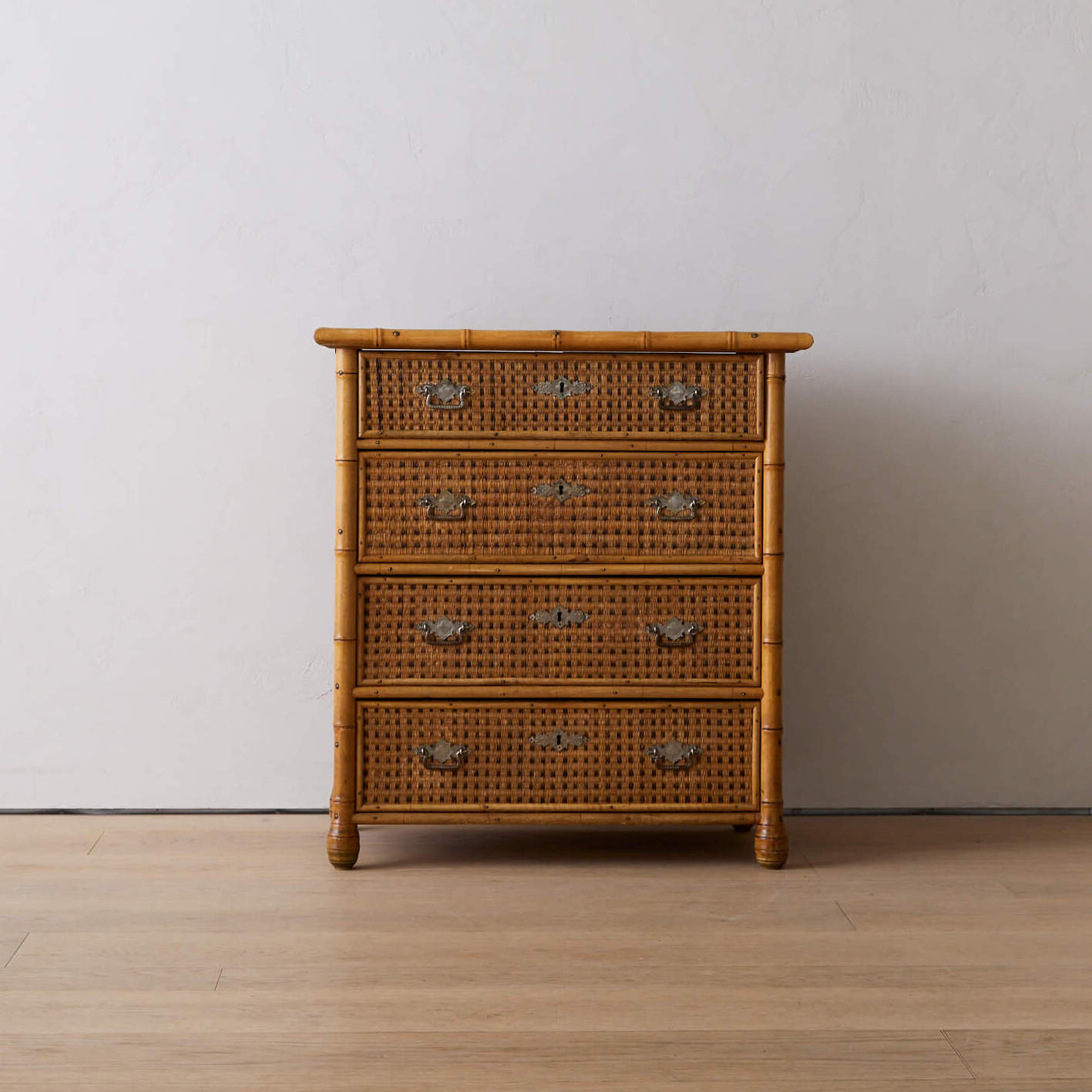Early 20th century bamboo and rattan chest of drawers