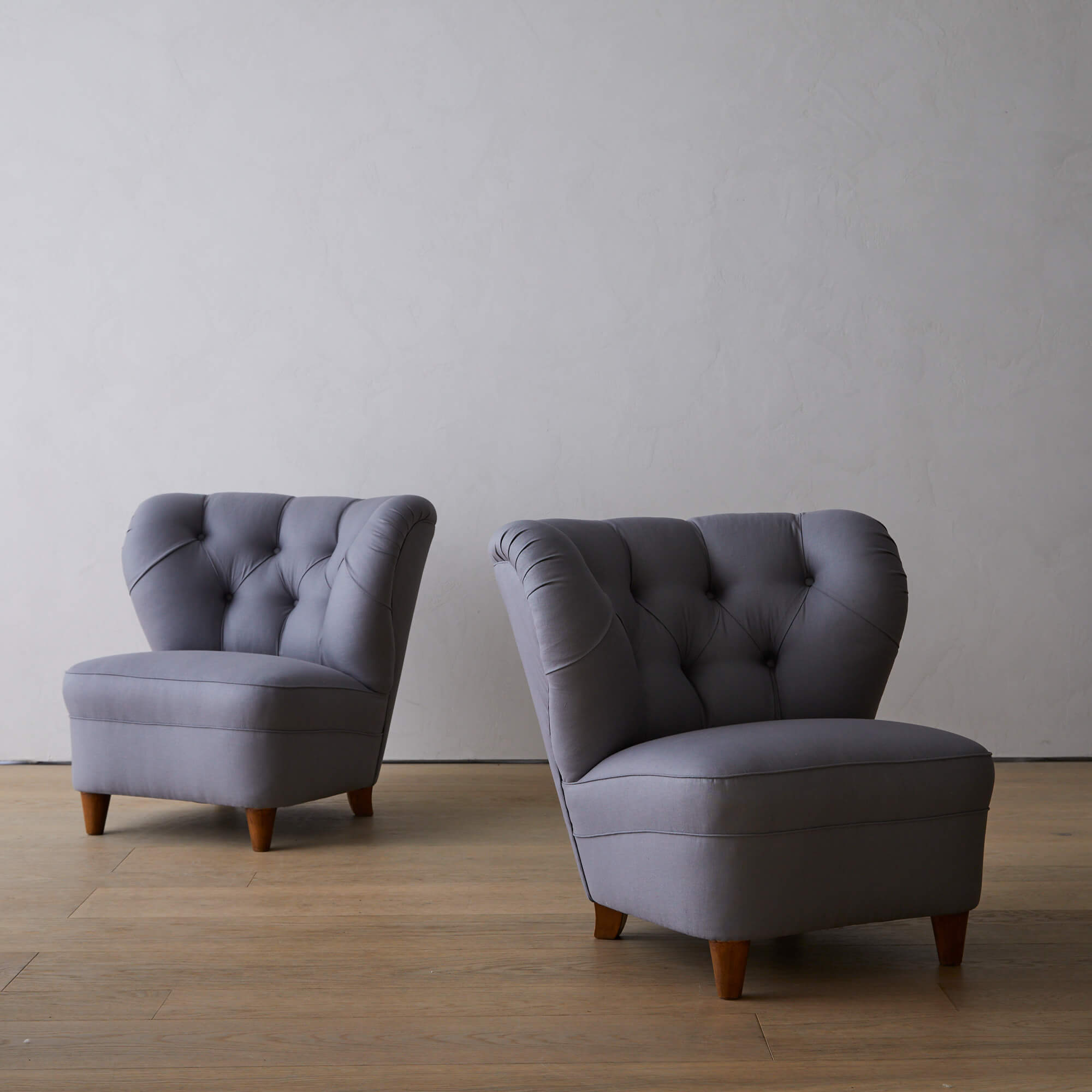 Finnish Cabinetmaker Tufted Lounge Chairs