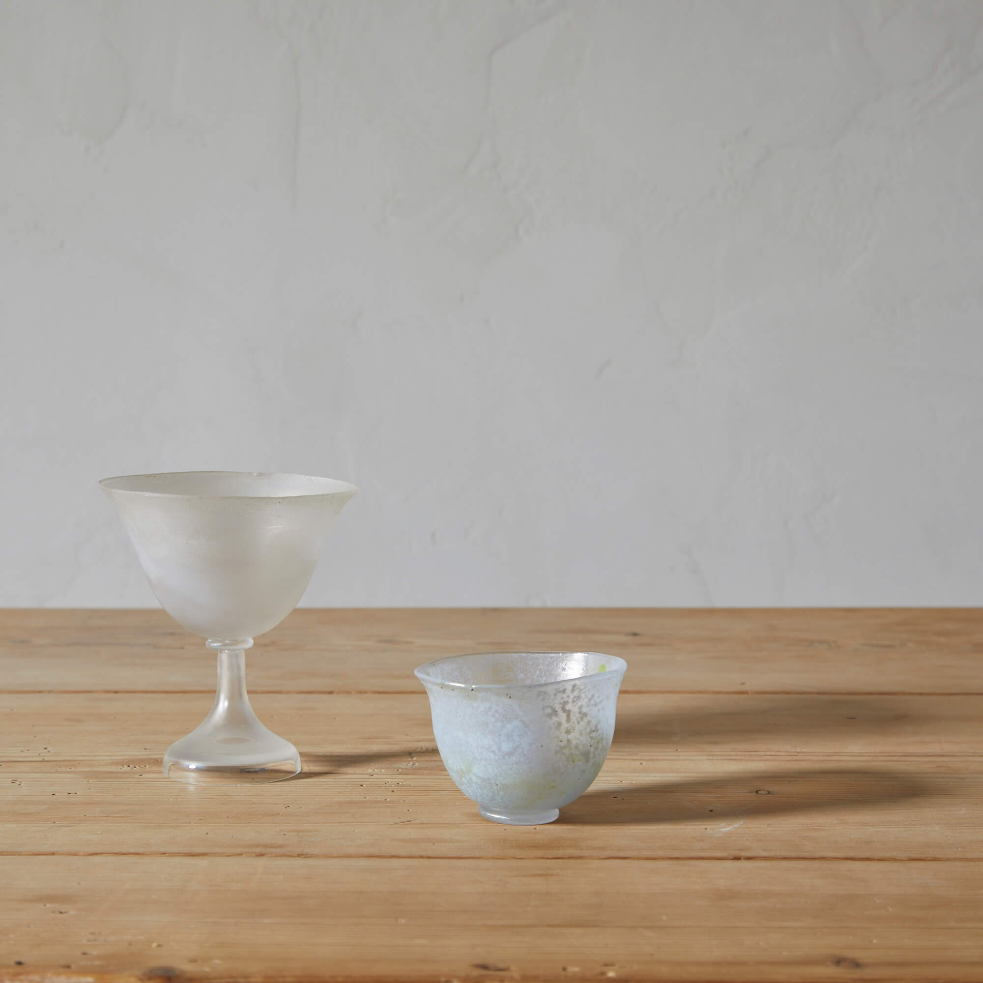 Pair of White Glass Vessels by Bengt Heinze