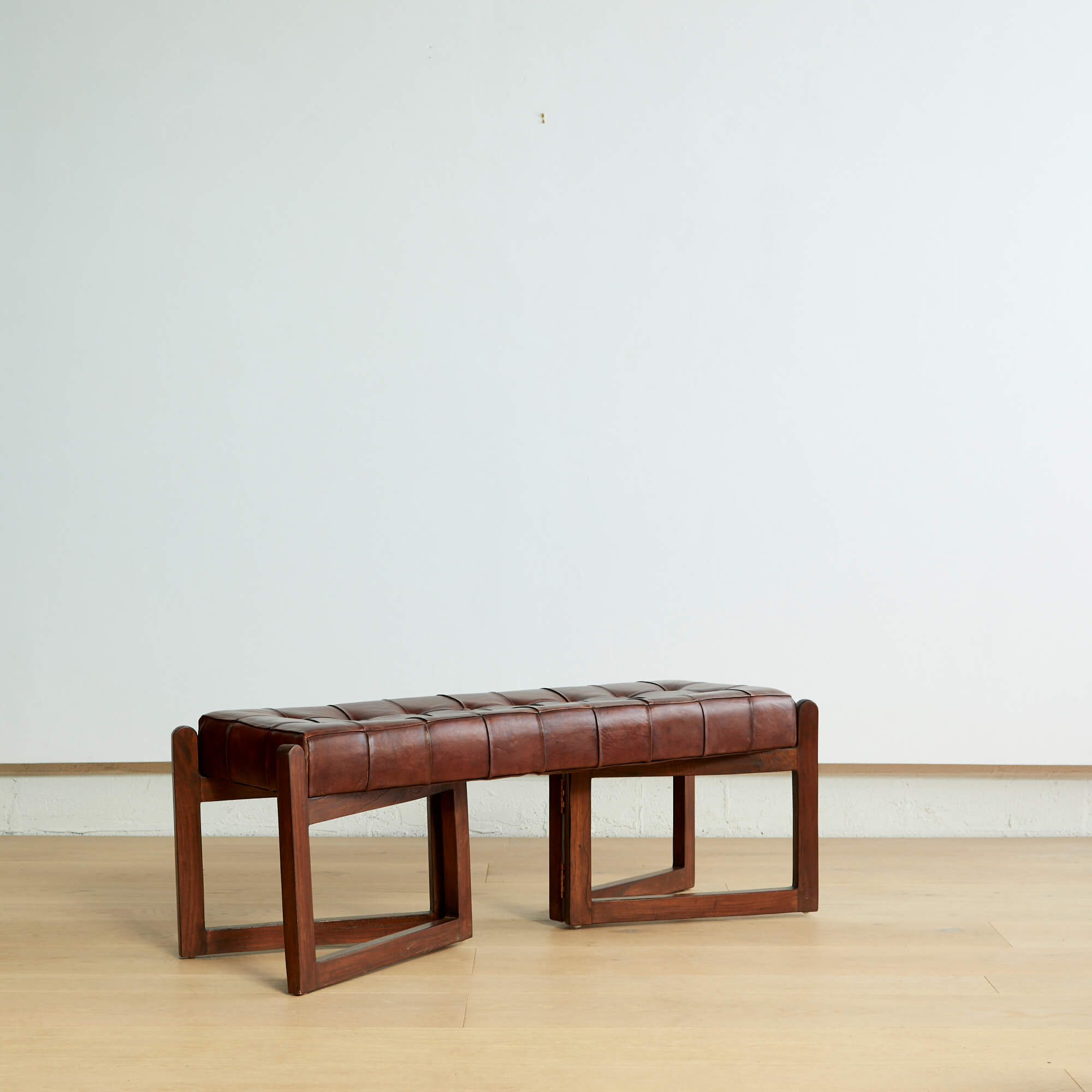 Tufted Leather Bench by Olivier de Schrijver