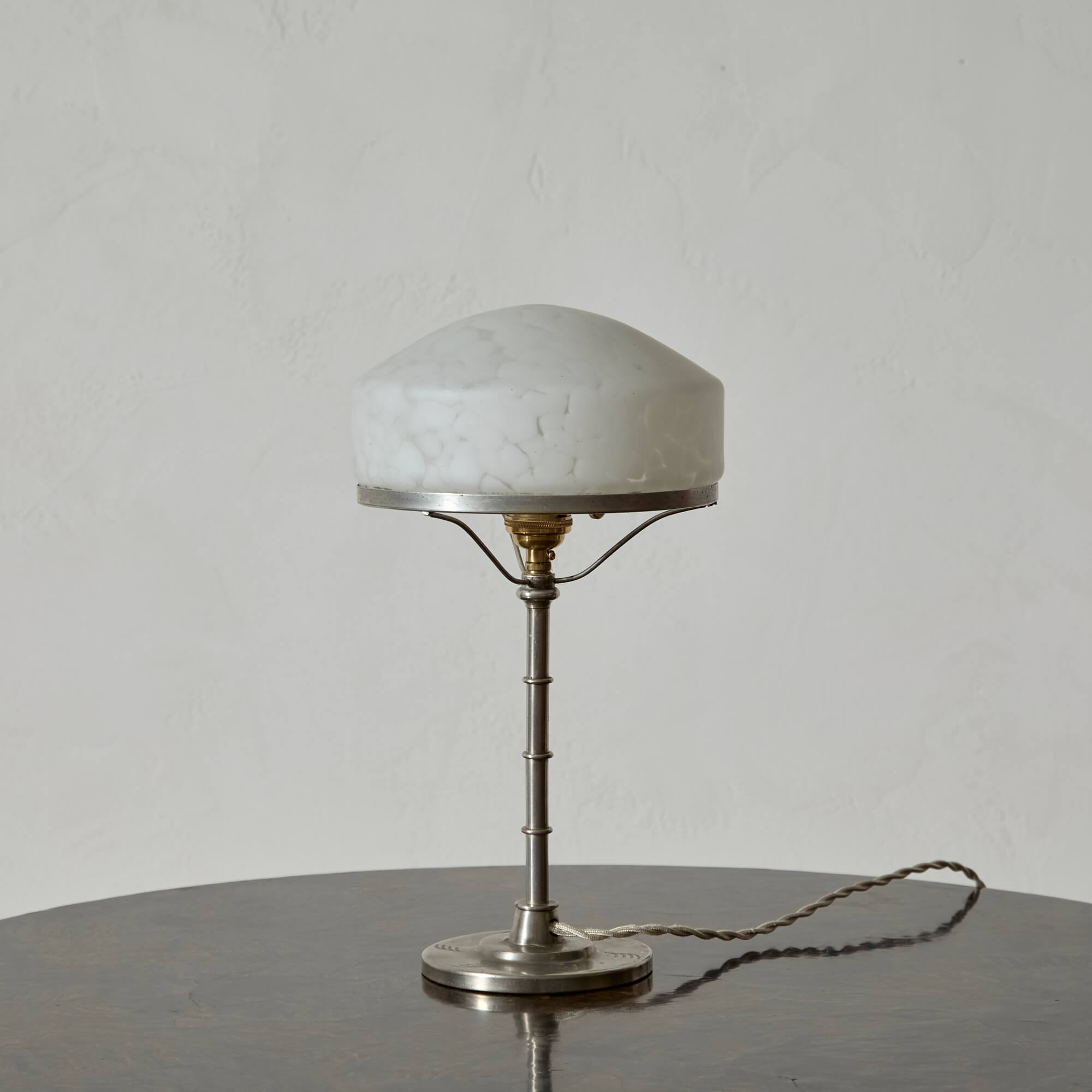 Swedish Pewter and Glass Table Lamp