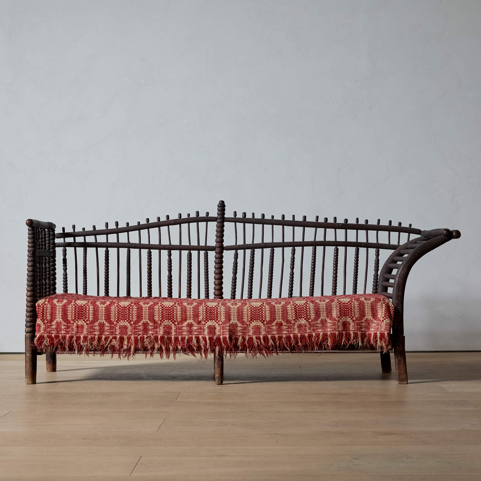 Early American Turned Wood Bench