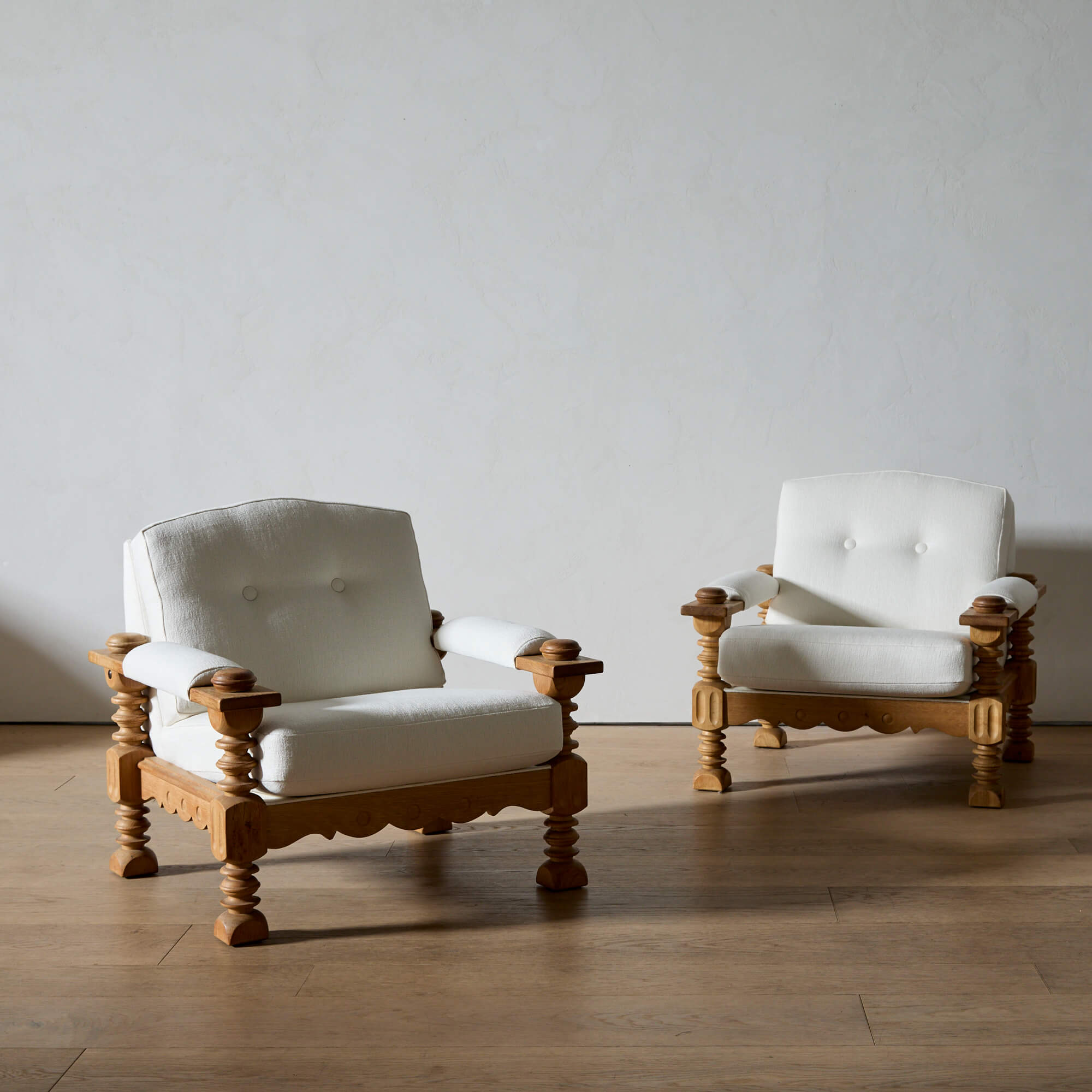 Danish Carved Oak Armchairs