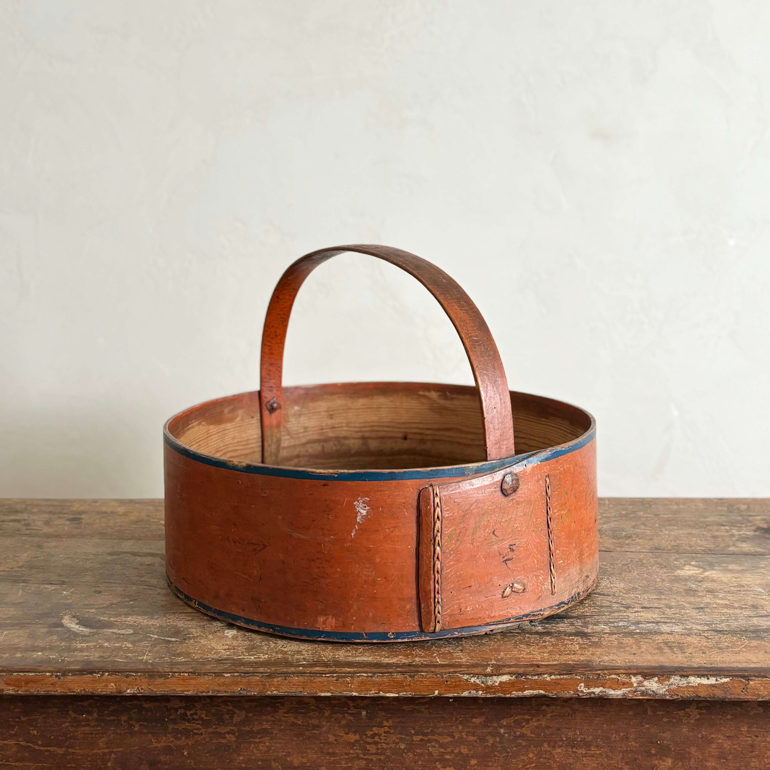 Norwegian Painted Wood 'Flatbrød' Basket