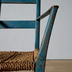 Danish Blue Painted Chair with Rush Seat