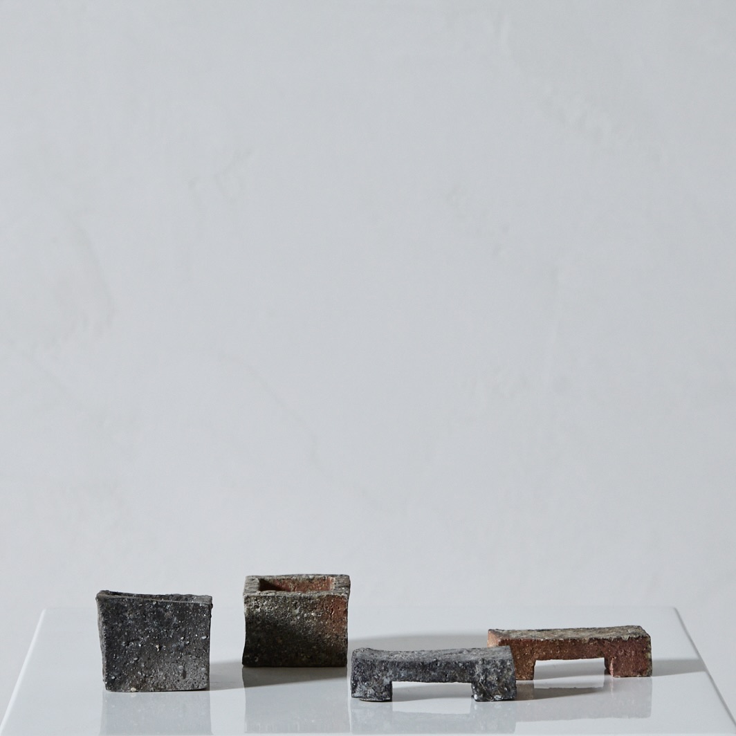 RAKU FIRED SOY SAUCE CUP AND CHOPSTICK REST SET