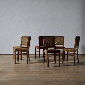 French Oak and Woven Seagrass Dining Chairs