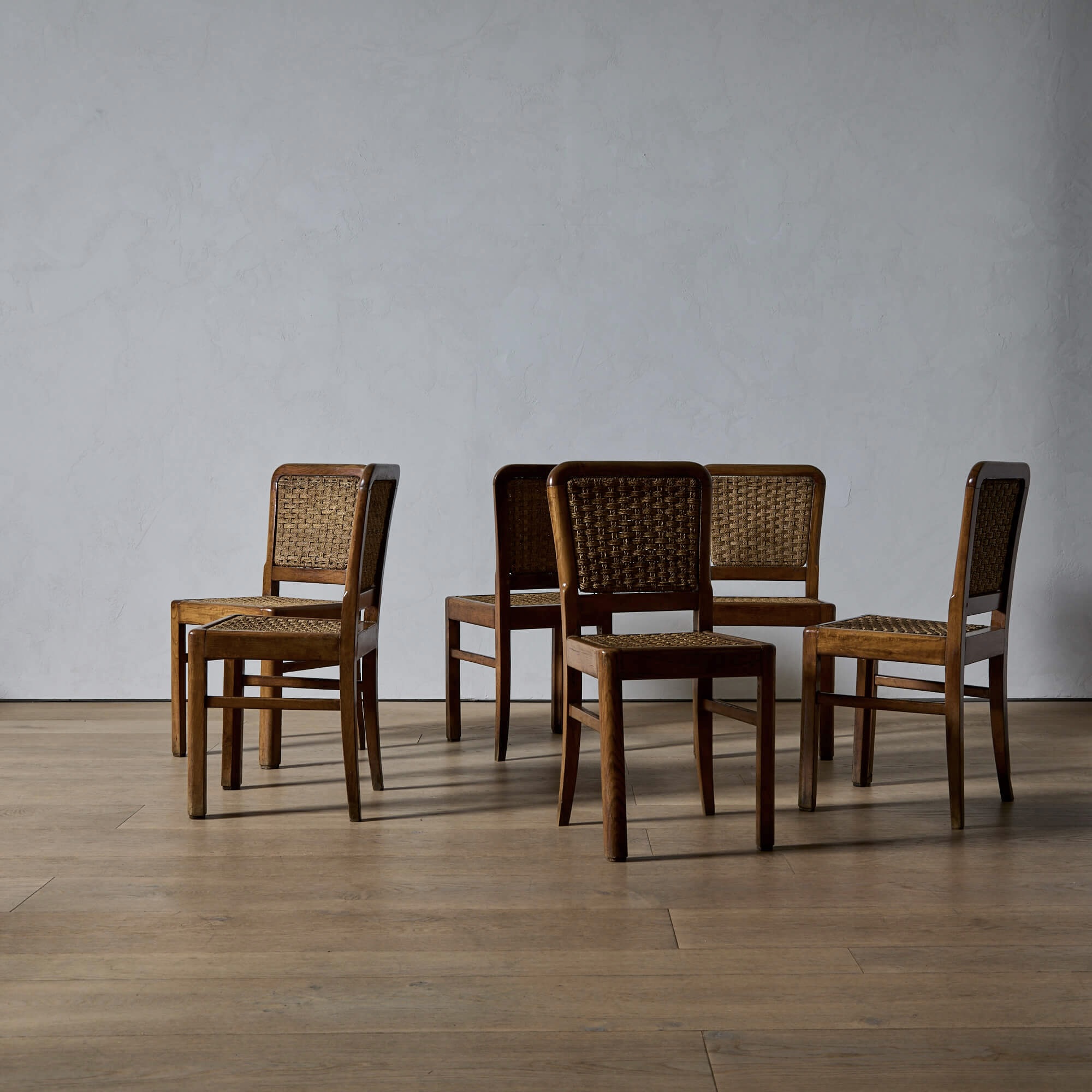 French Oak and Woven Seagrass Dining Chairs