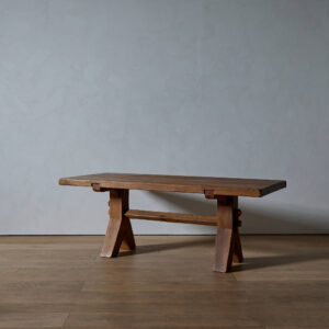 Solid Oak Trestle Table by De Puydt