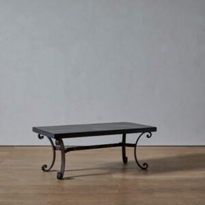 French Moderne Iron Coffee Table with Antique Slate Top
