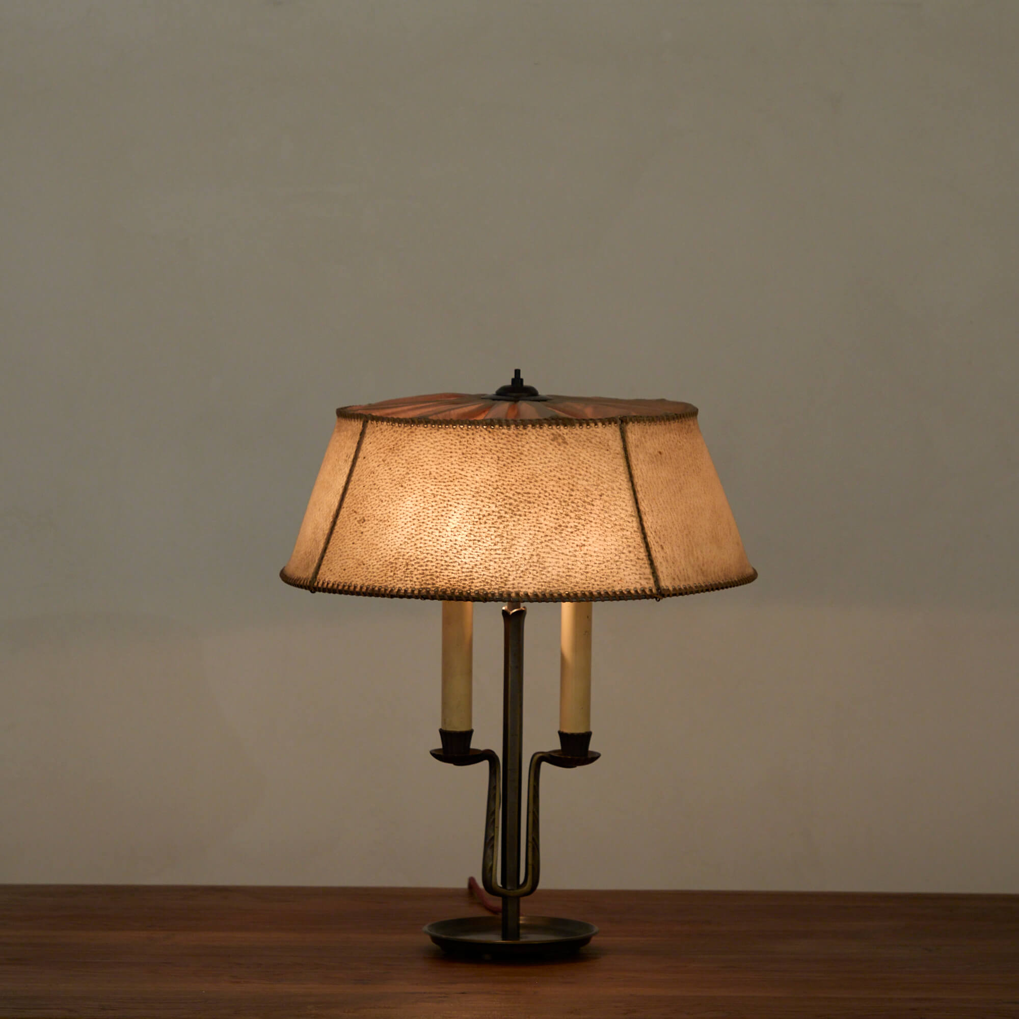 Parchment and Bronze Art Deco Table Lamp