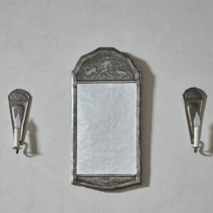 Repoussé Swedish Grace Pewter Mirror and Sconces