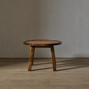Danish Modern Circular Table with Leather Inlay