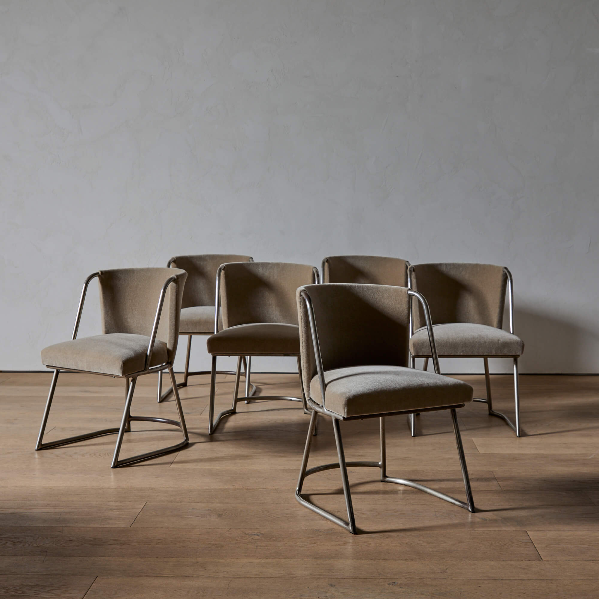 Set of Six Dining Chairs Attributed to Louis Sognot and Charlotte Alix