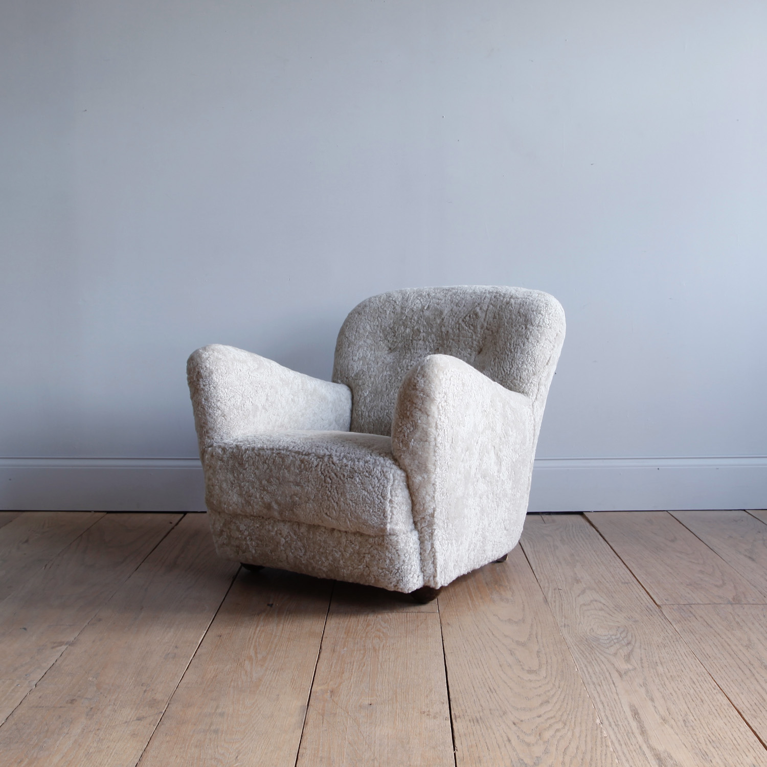 Danish Shearling Lounge Chair attributed to Flemming Lassen