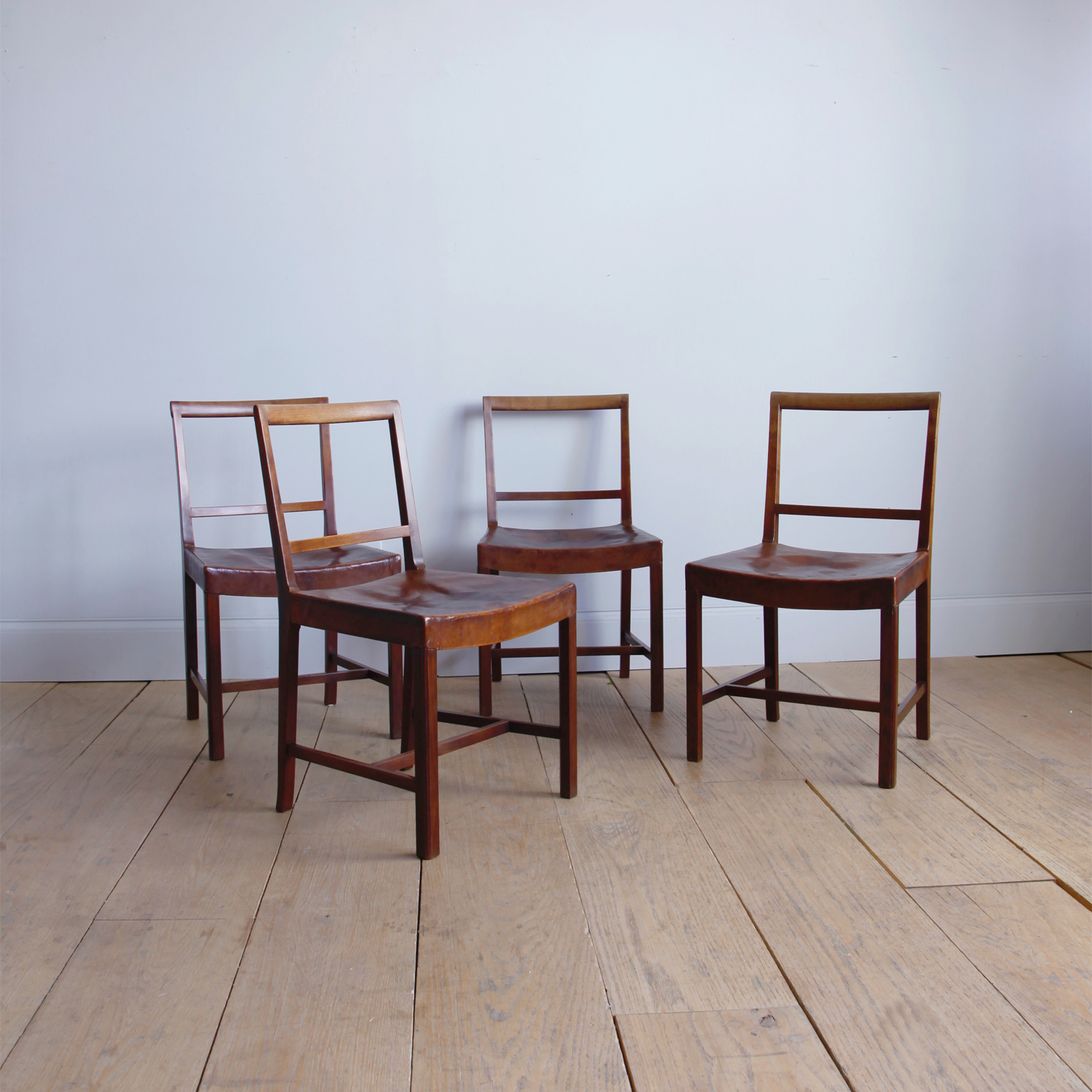 Four Frits Henningsen Dining Chairs with Original Leather Seats