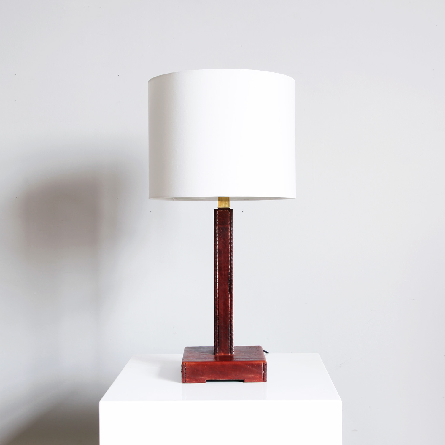 Stitched Red Leather Table Lamp