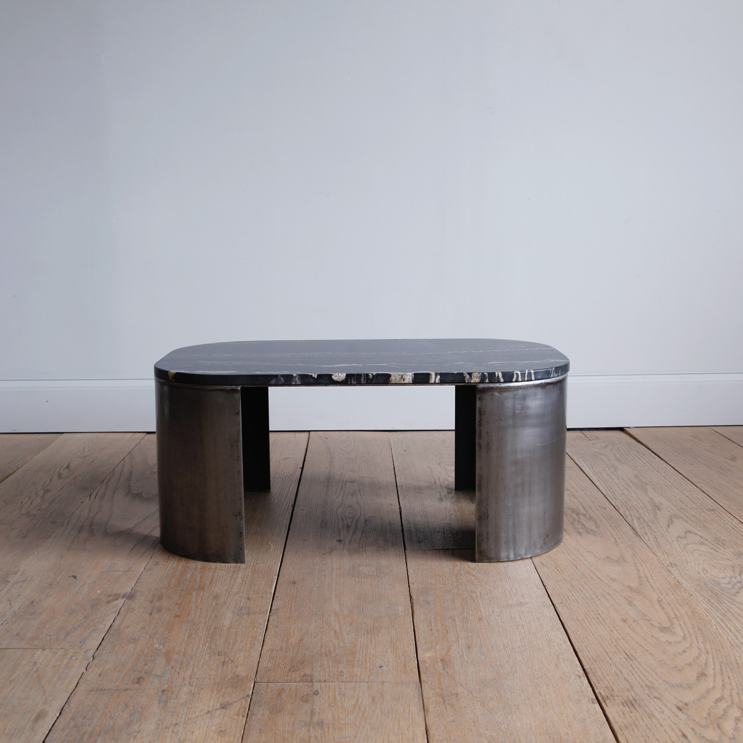 Minimalist Steel and Stone Coffee Table