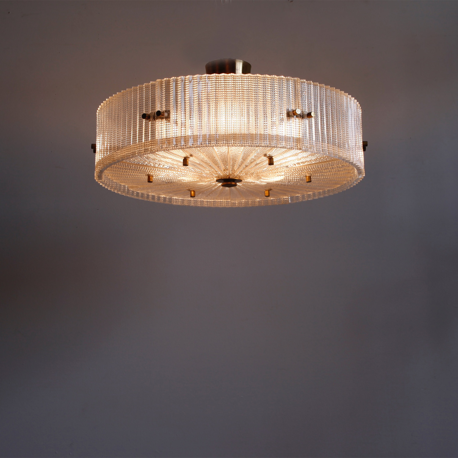 Carl Fagerlund Crystal and Brass Pendant Light for Orrefors