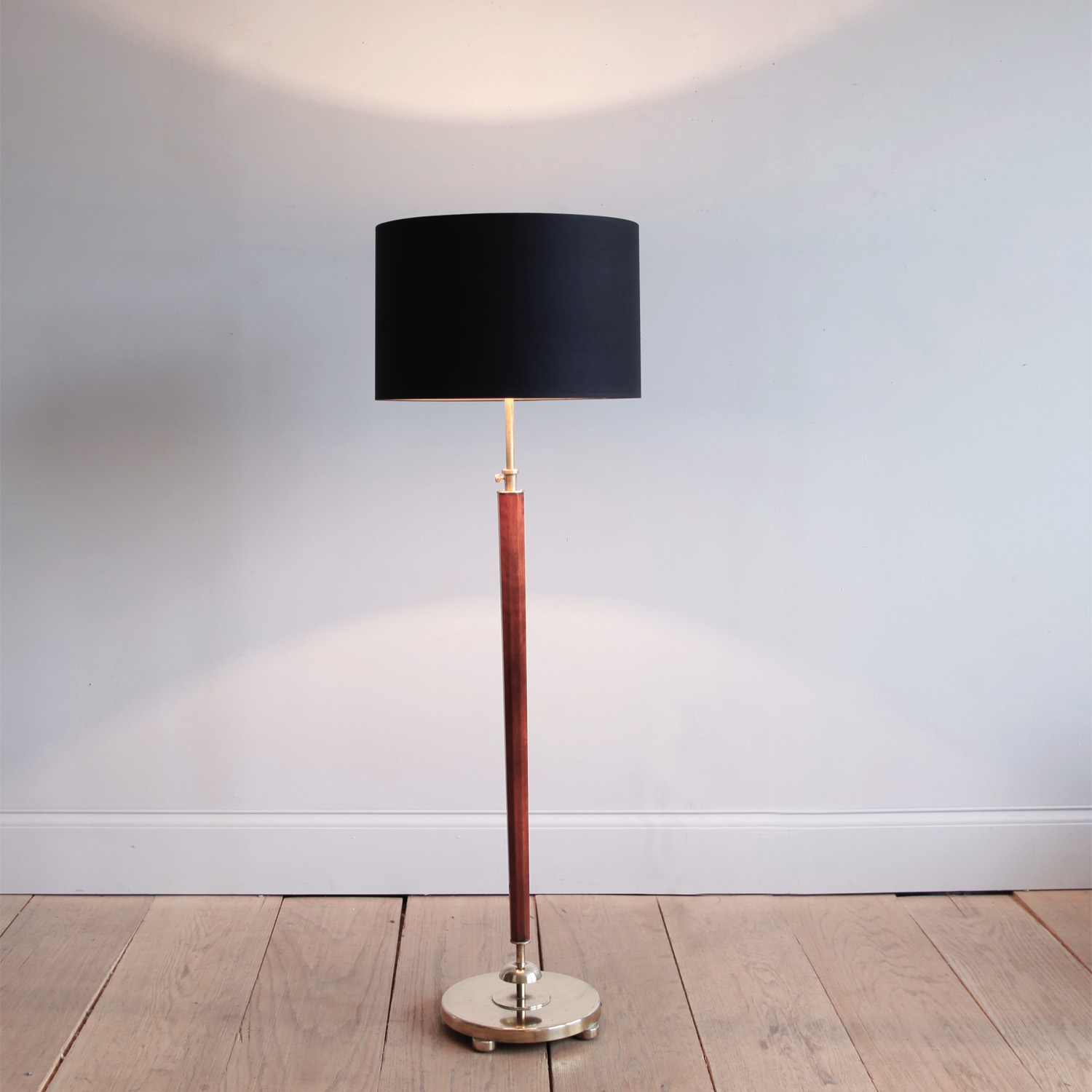 Brass and Wood Swedish Grace Floor Lamp