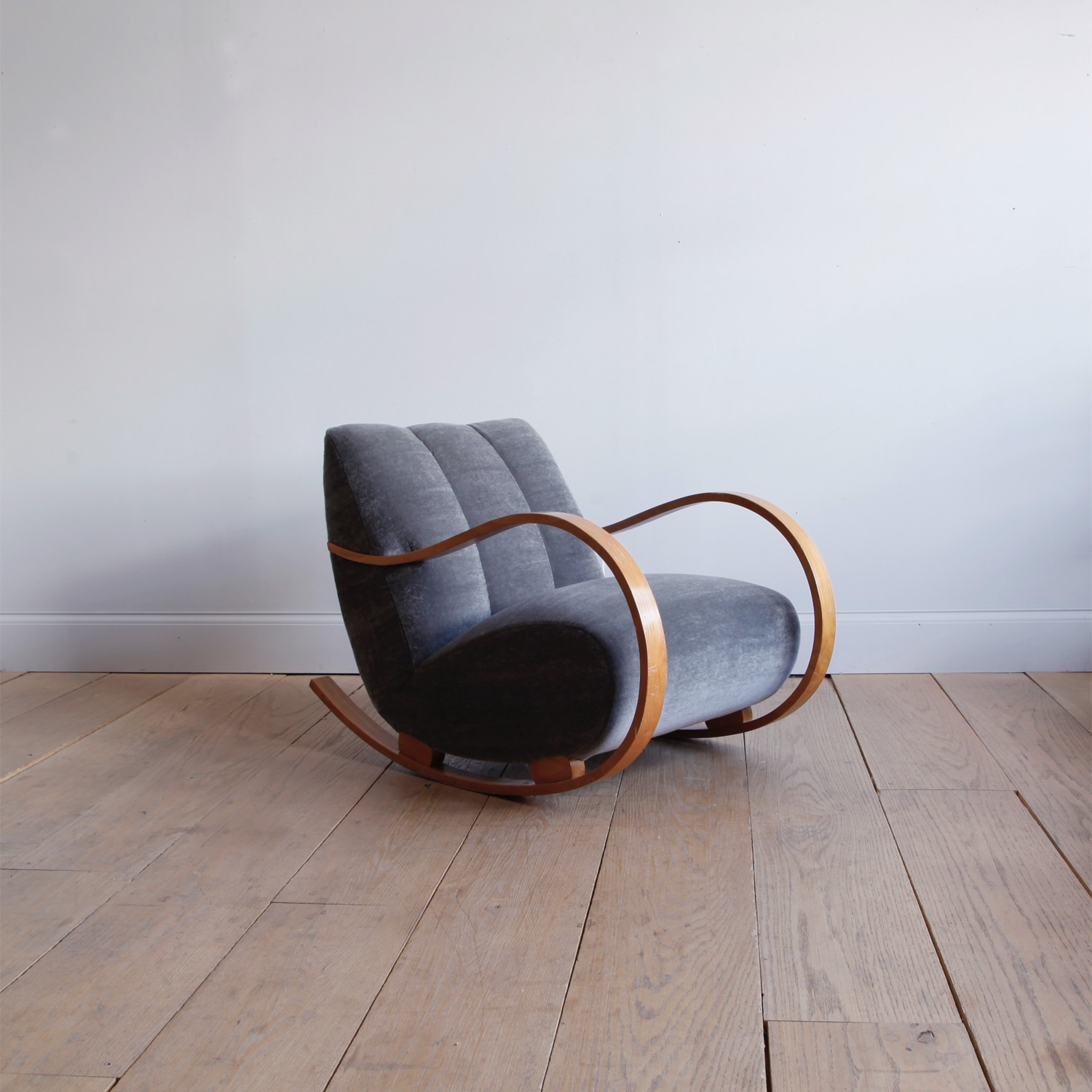 Sculptural Swedish Grace Mohair Rocking Chair